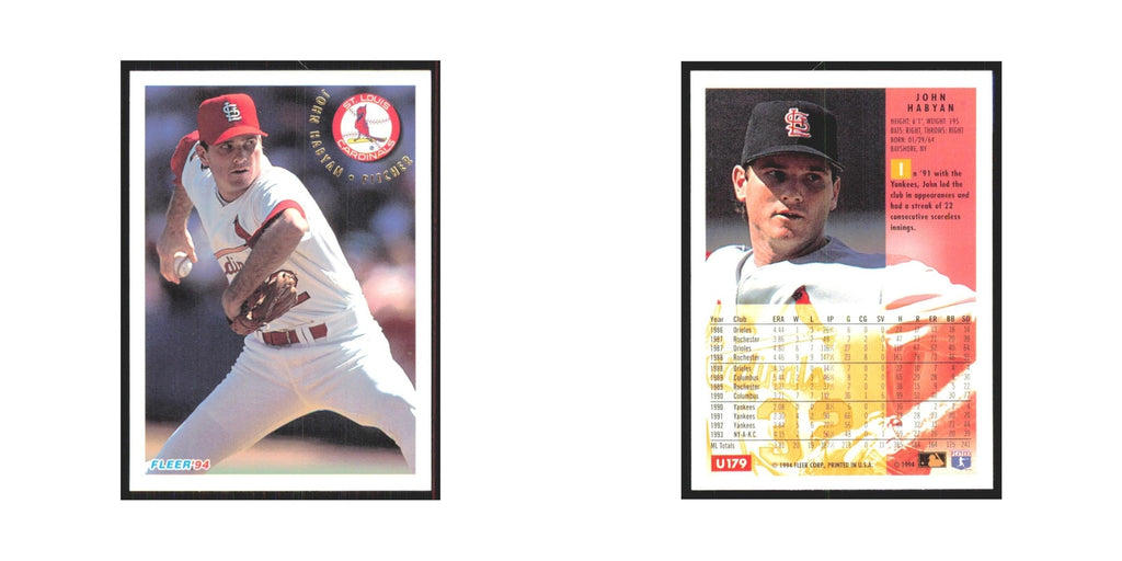 John Habyan 1994 Fleer Update #U179 St. Louis Cardinals Baseball Card NM
