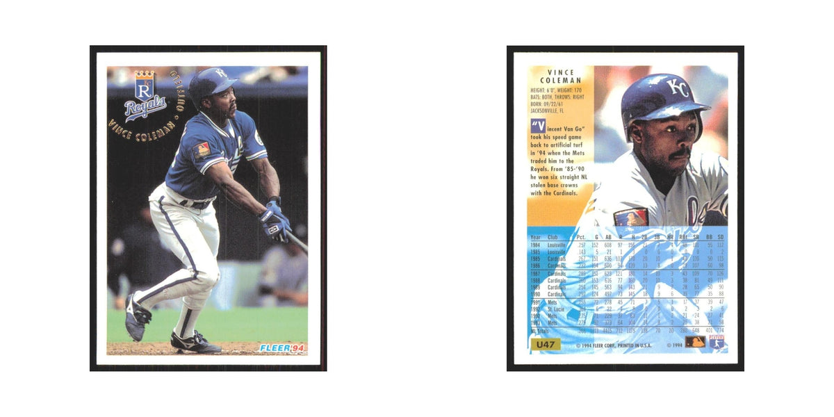 Vince Coleman 1994 Fleer Update #U47 Kansas City Royals Baseball Card NM