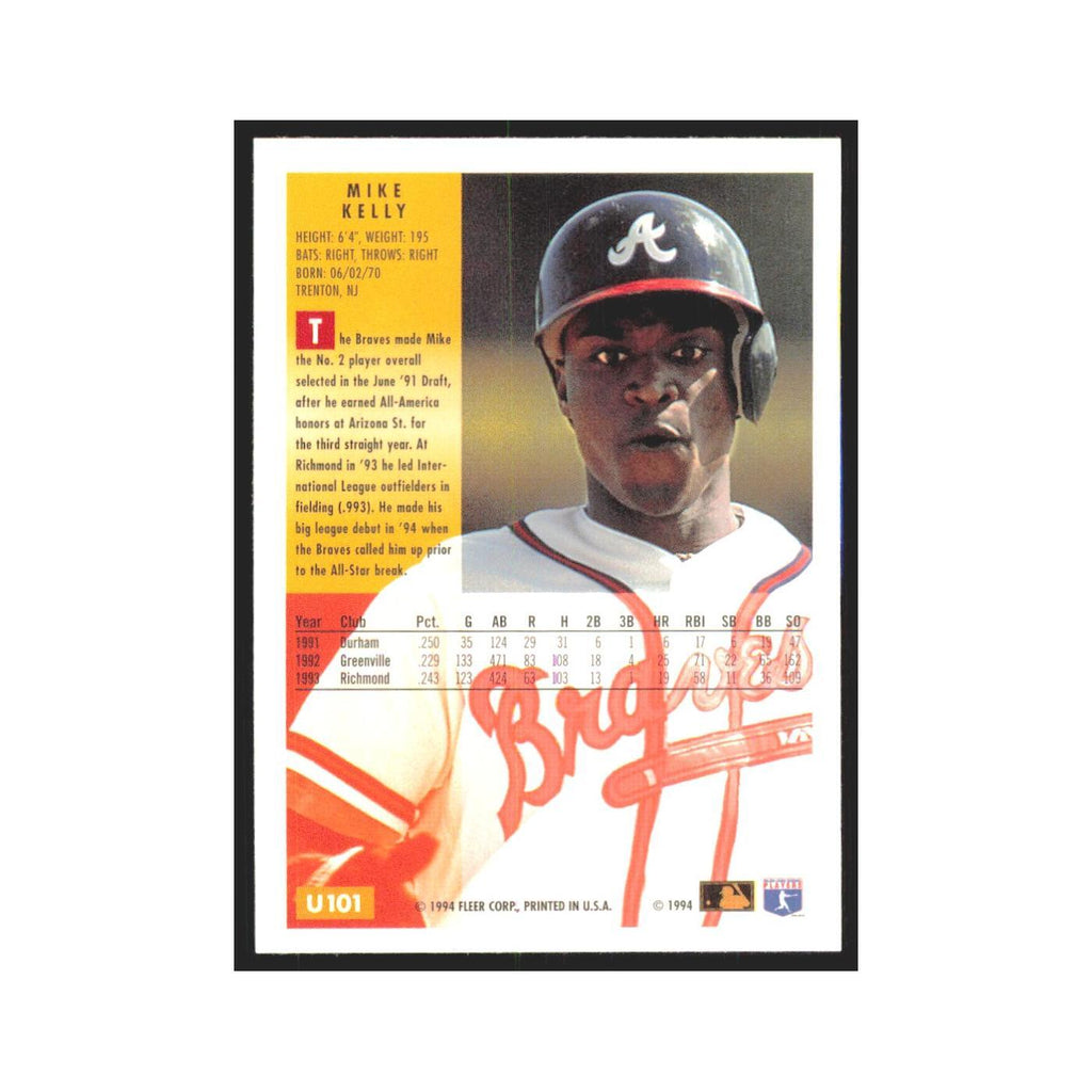 Mike Kelly 1994 Fleer Update #U101 Atlanta Braves Baseball Card NM