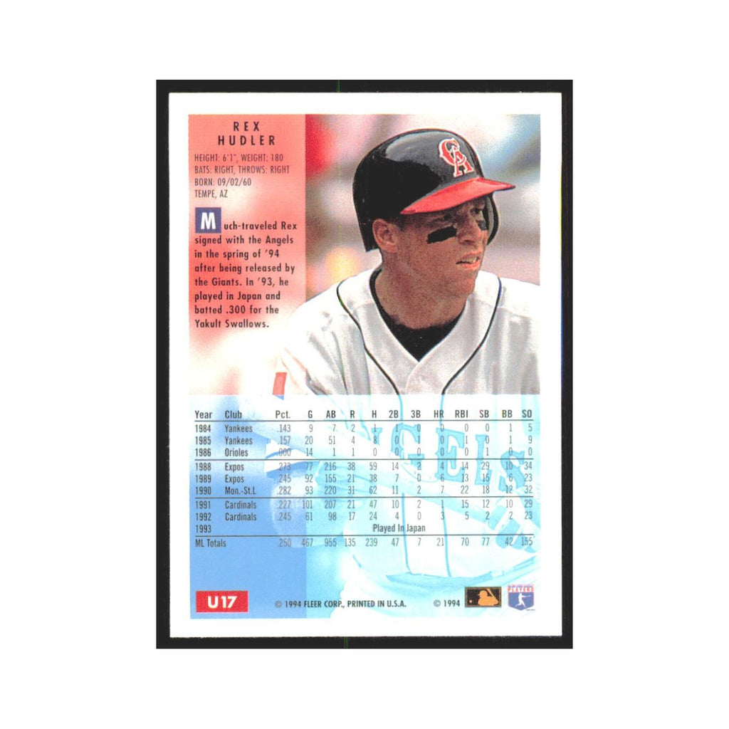 Rex Hudler 1994 Fleer Update #U17 California Angels Baseball Card NM