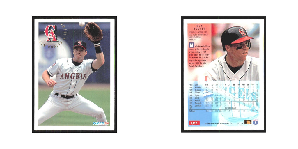 Rex Hudler 1994 Fleer Update #U17 California Angels Baseball Card NM