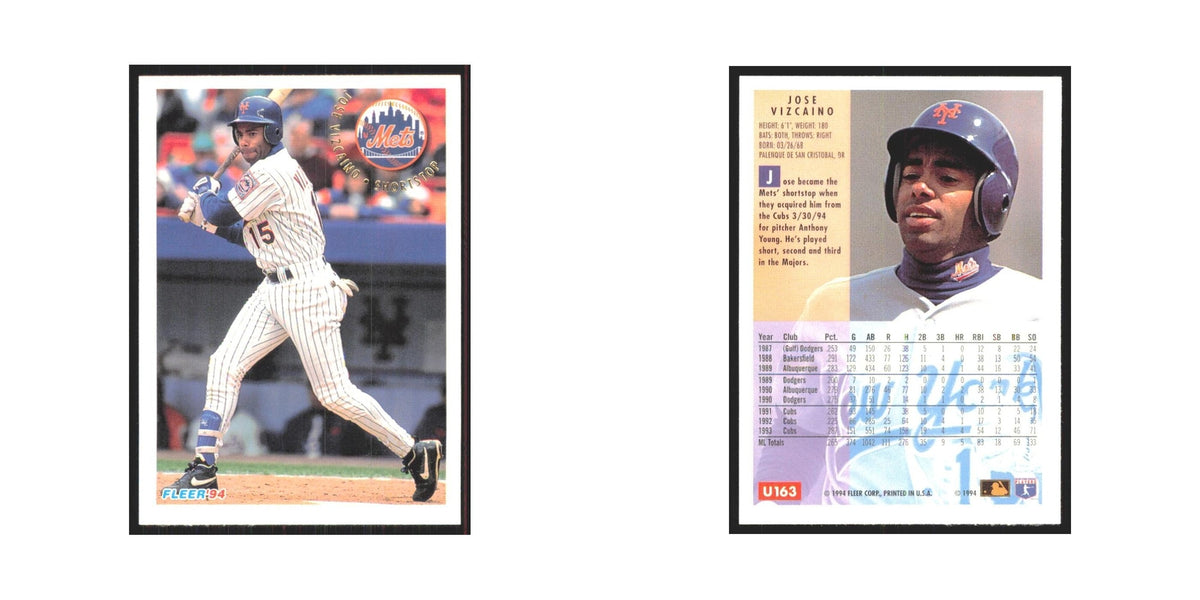Jose Vizcaino 1994 Fleer Update #U163 New York Mets Baseball Card NM