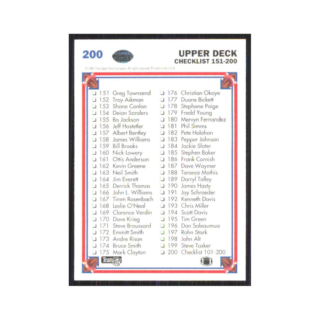 1991 Upper Deck Checklist #200