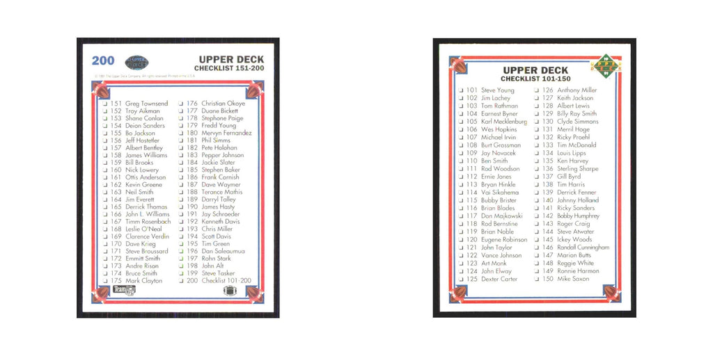 1991 Upper Deck Checklist #200