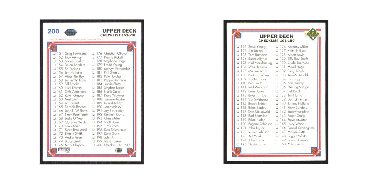 1991 Upper Deck Checklist #200