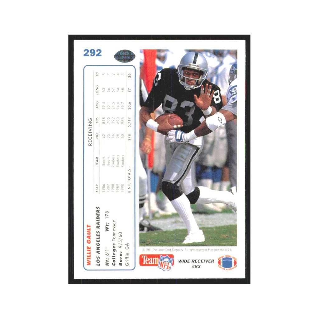 1991 Upper Deck Willie Gault Los Angeles Raiders #292