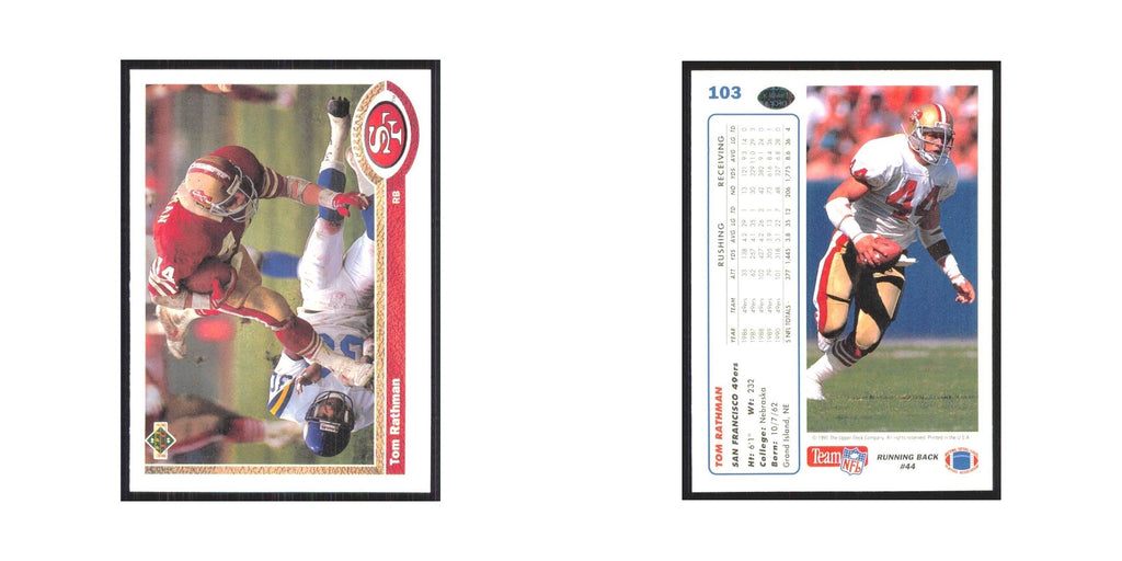 1991 Upper Deck Tom Rathman 49ers #103