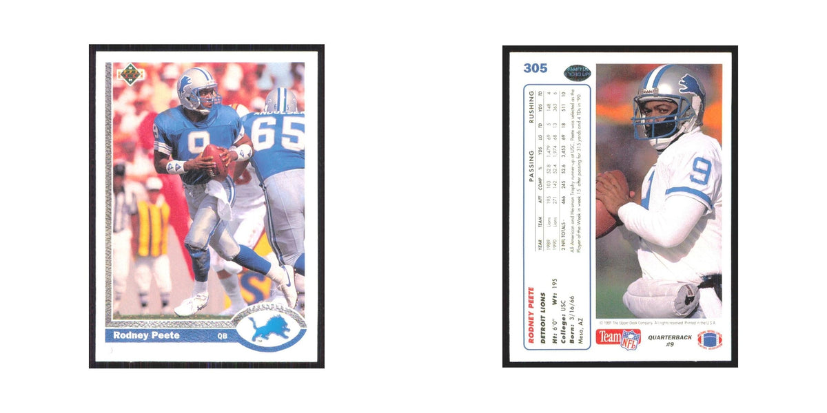 1991 Upper Deck Rodney Peete Lions #305