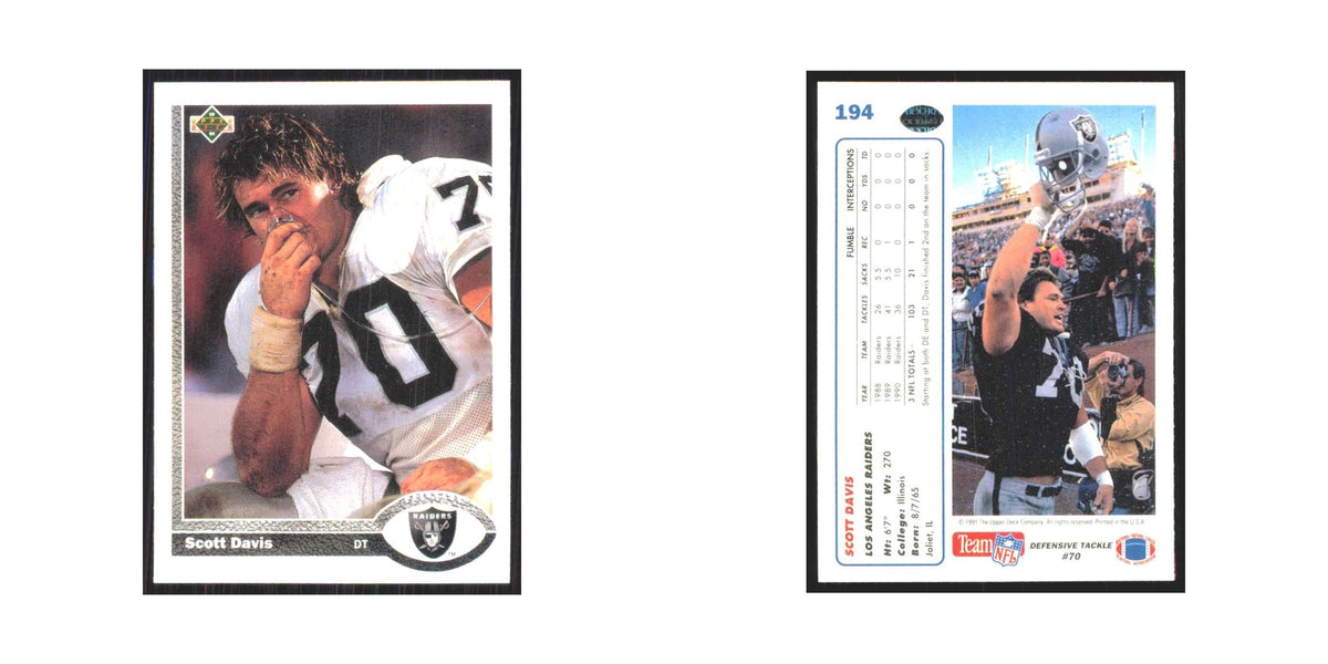 1991 Upper Deck Scott Davis Los Angeles Raiders #194