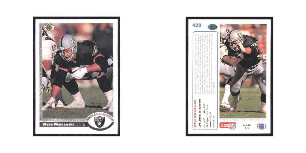 1991 Upper Deck Steve Wisniewski Los Angeles Raiders #429