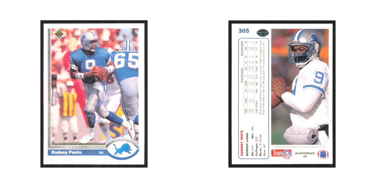 1991 Upper Deck Rodney Peete Lions #305