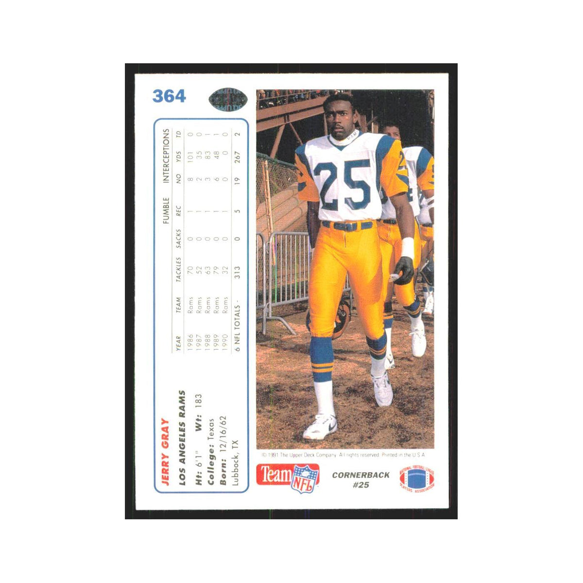 1991 Upper Deck Jerry Gray Rams #364