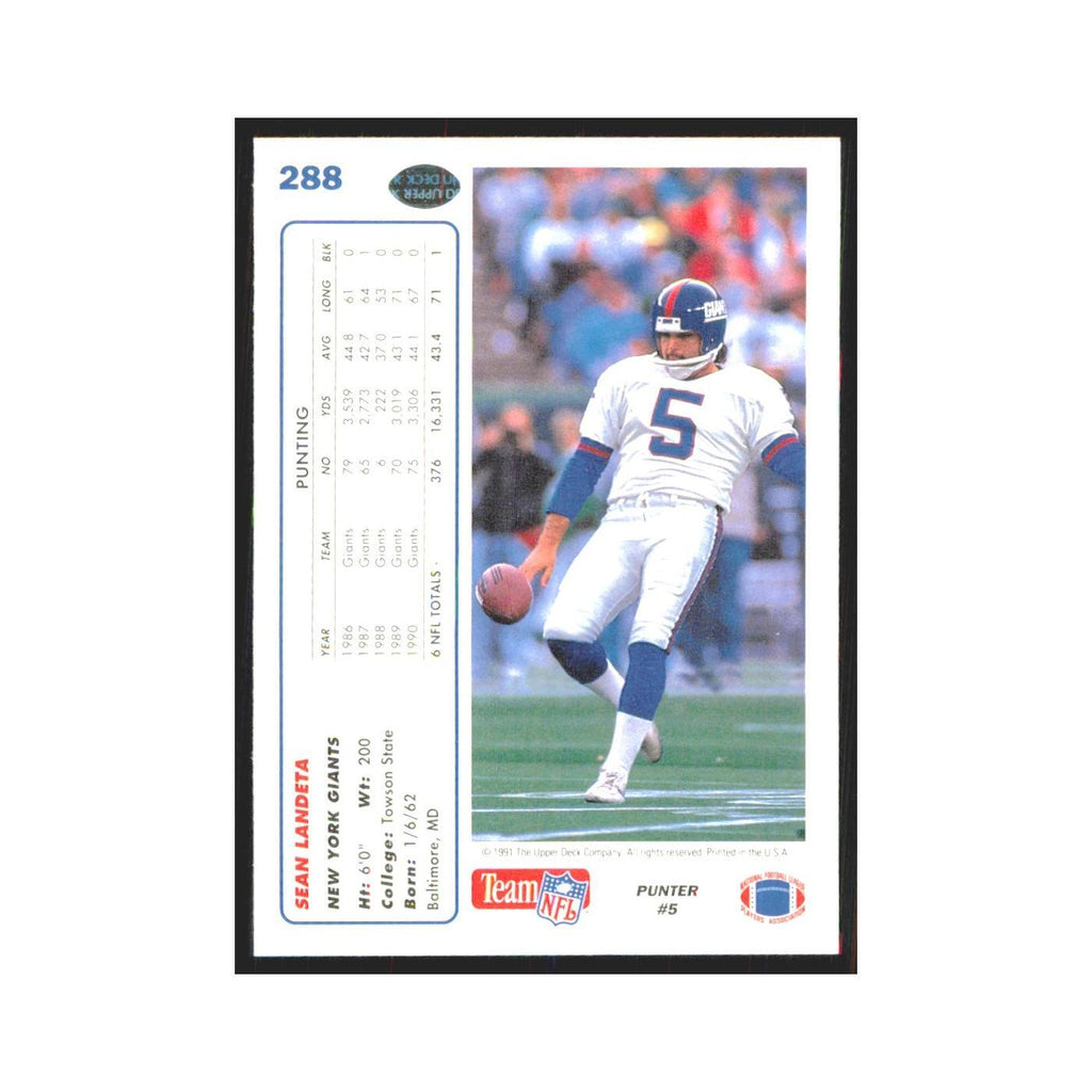 1991 Upper Deck Sean Landeta Giants #288