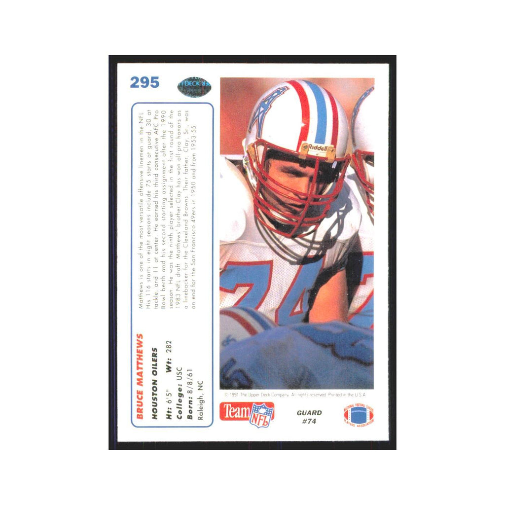 1991 Upper Deck Bruce Matthews Houston Oilers #295