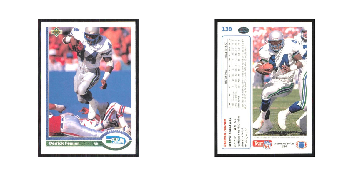 1991 Upper Deck Derrick Fenner Seahawks #139