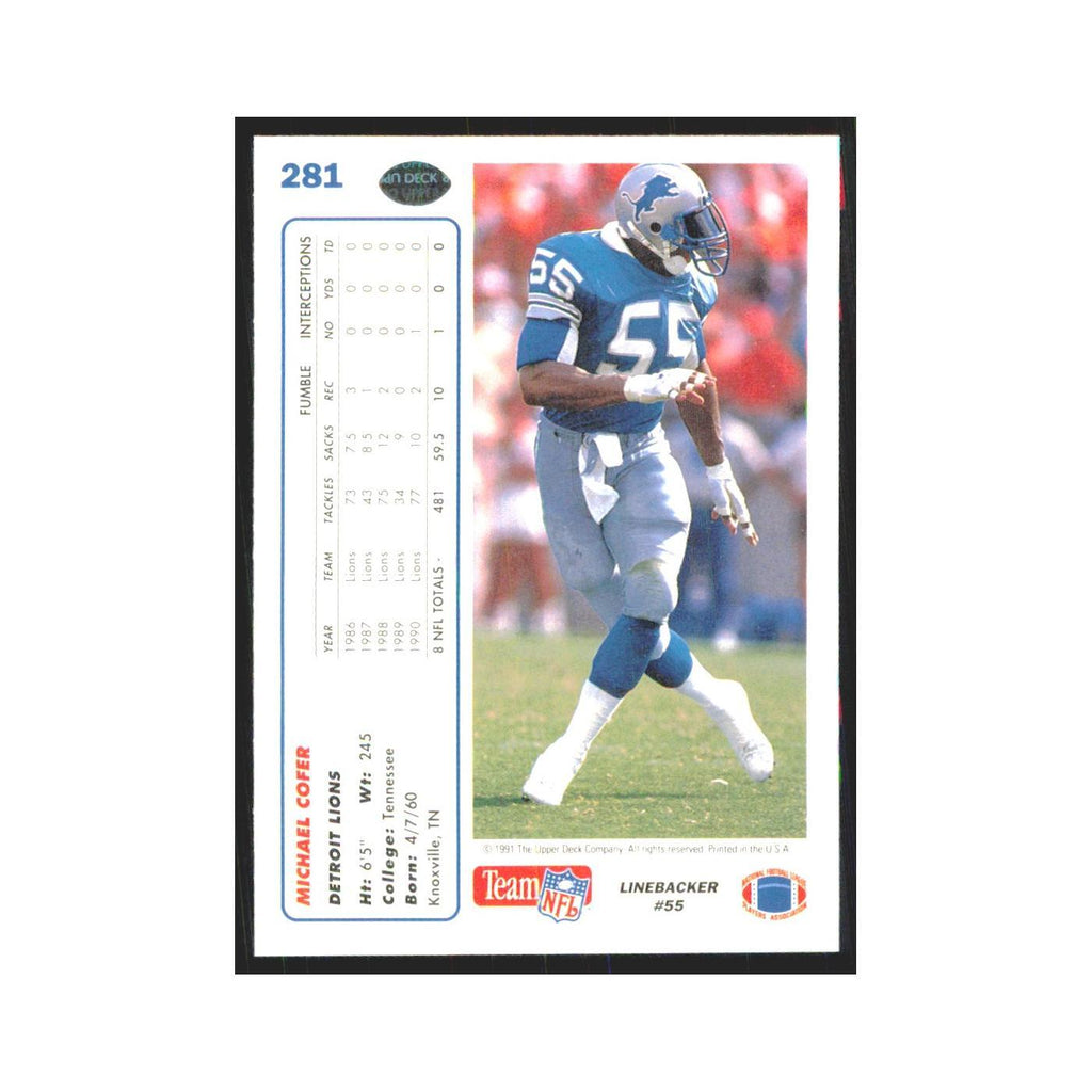 1991 Upper Deck Michael Cofer Lions #281