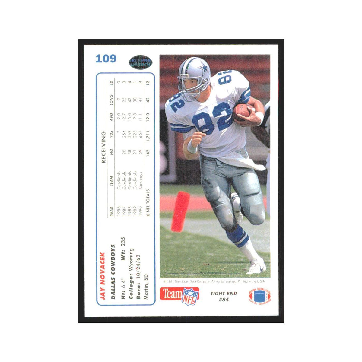 1991 Upper Deck Jay Novacek Cowboys #109