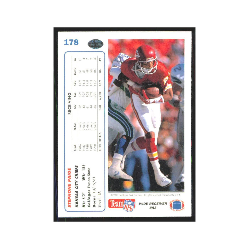1991 Upper Deck Stephone Paige Chiefs #178