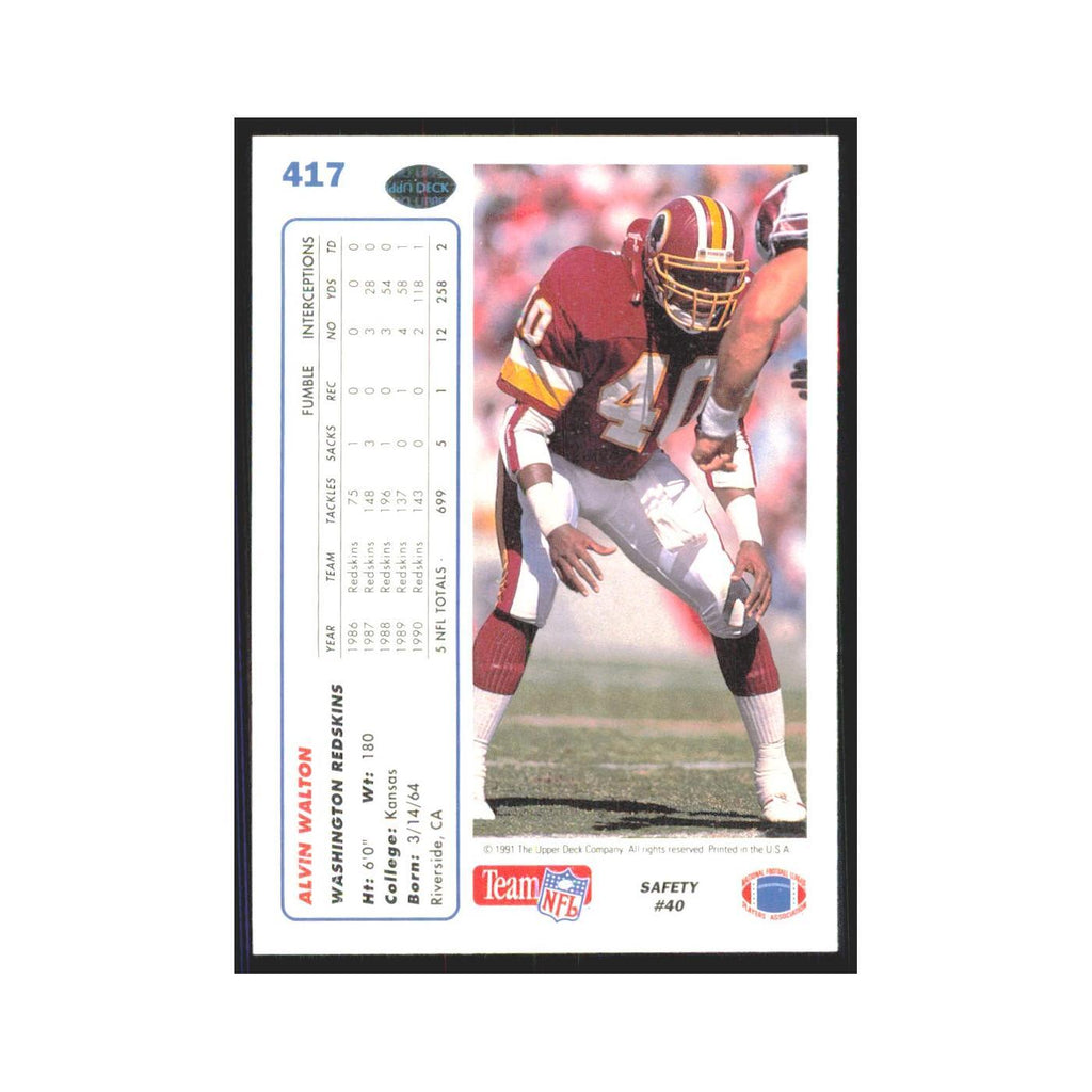1991 Upper Deck Alvin Walton Redskins #417