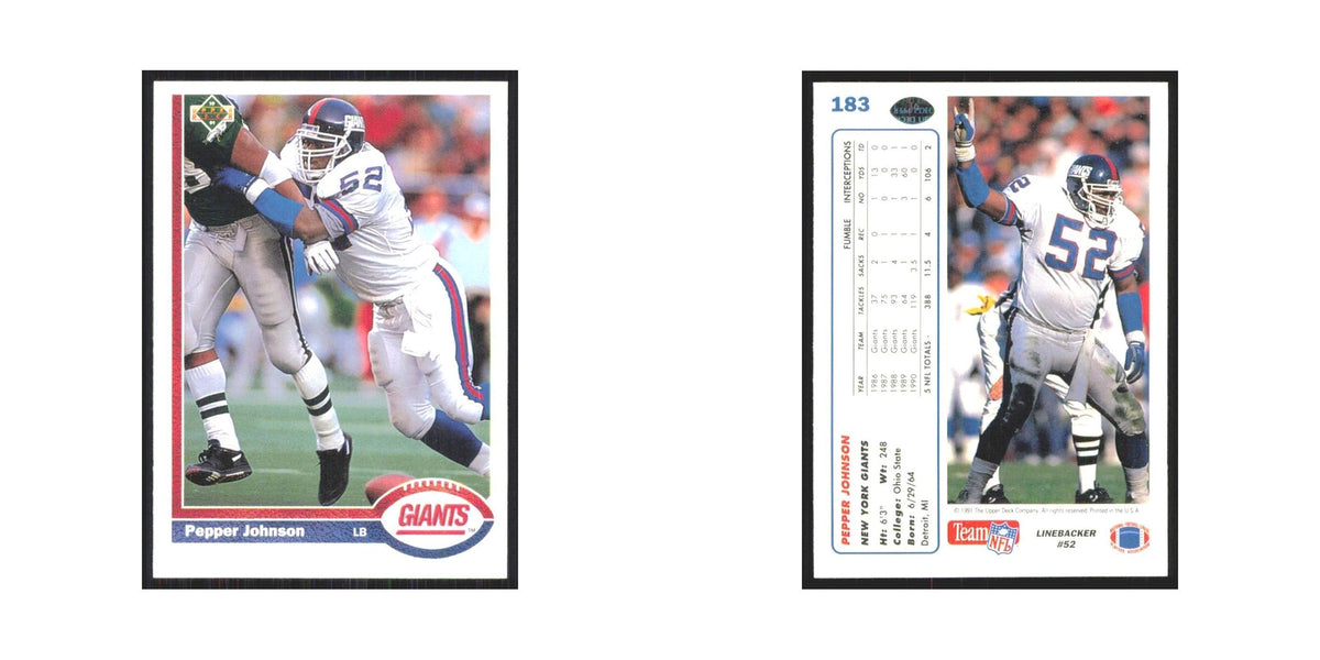 1991 Upper Deck Pepper Johnson Giants #183