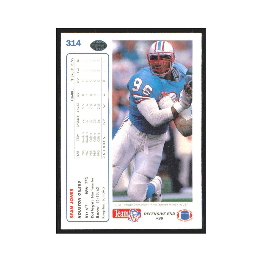 1991 Upper Deck Sean Jones Houston Oilers #314
