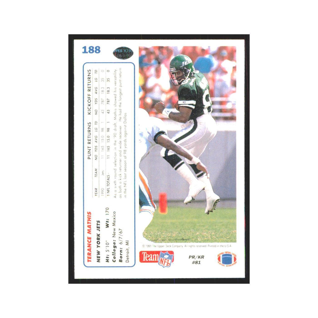 1991 Upper Deck Terance Mathis Jets #188