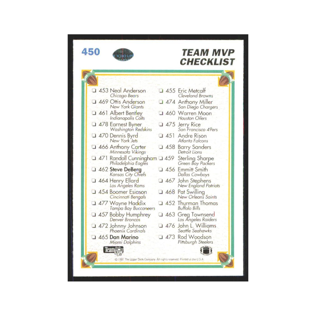1991 Upper Deck Checklist #450
