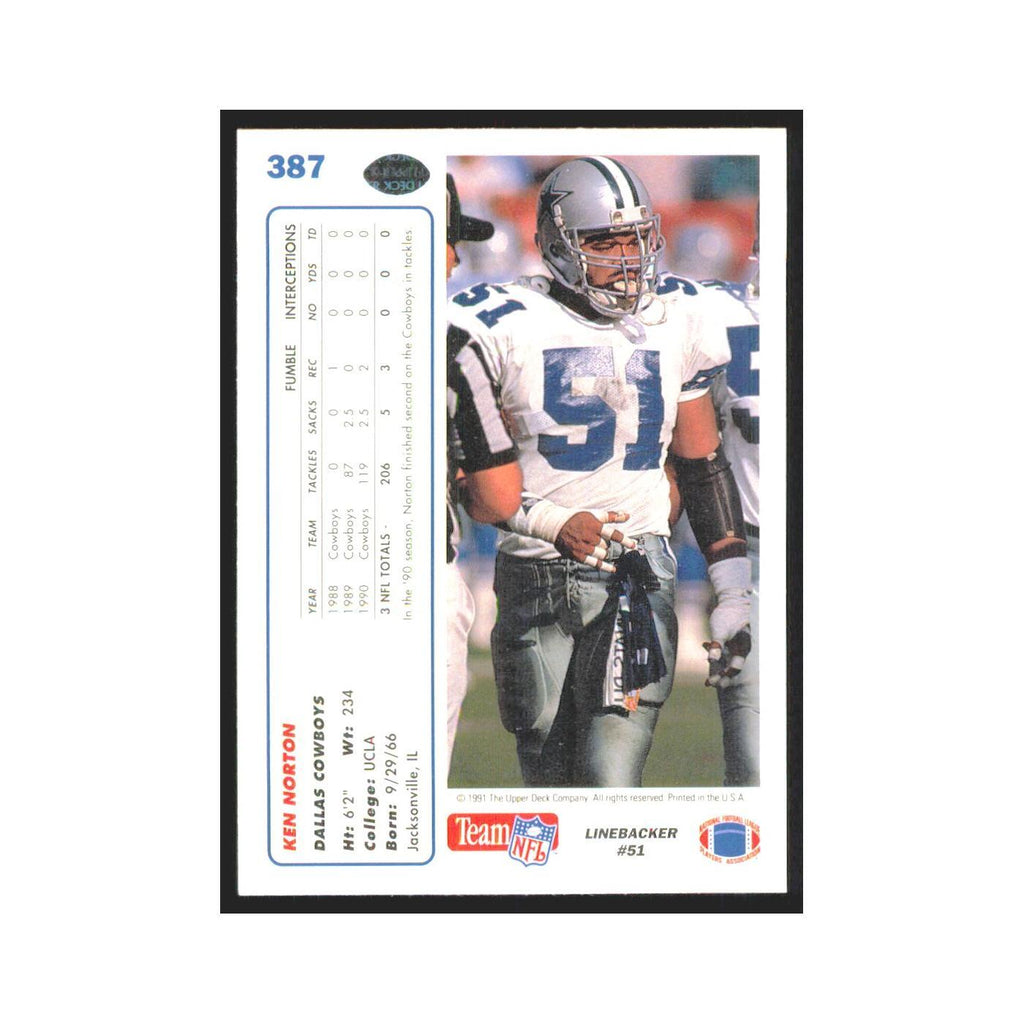 1991 Upper Deck Ken Norton Cowboys #387