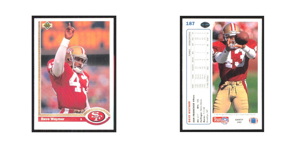 1991 Upper Deck Dave Waymer 49ers #187