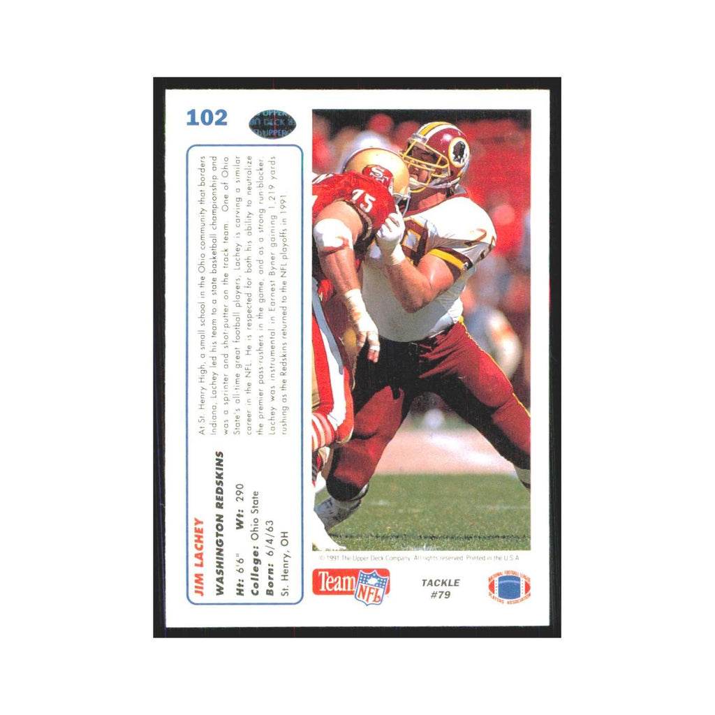 1991 Upper Deck Jim Lachey Redskins #102