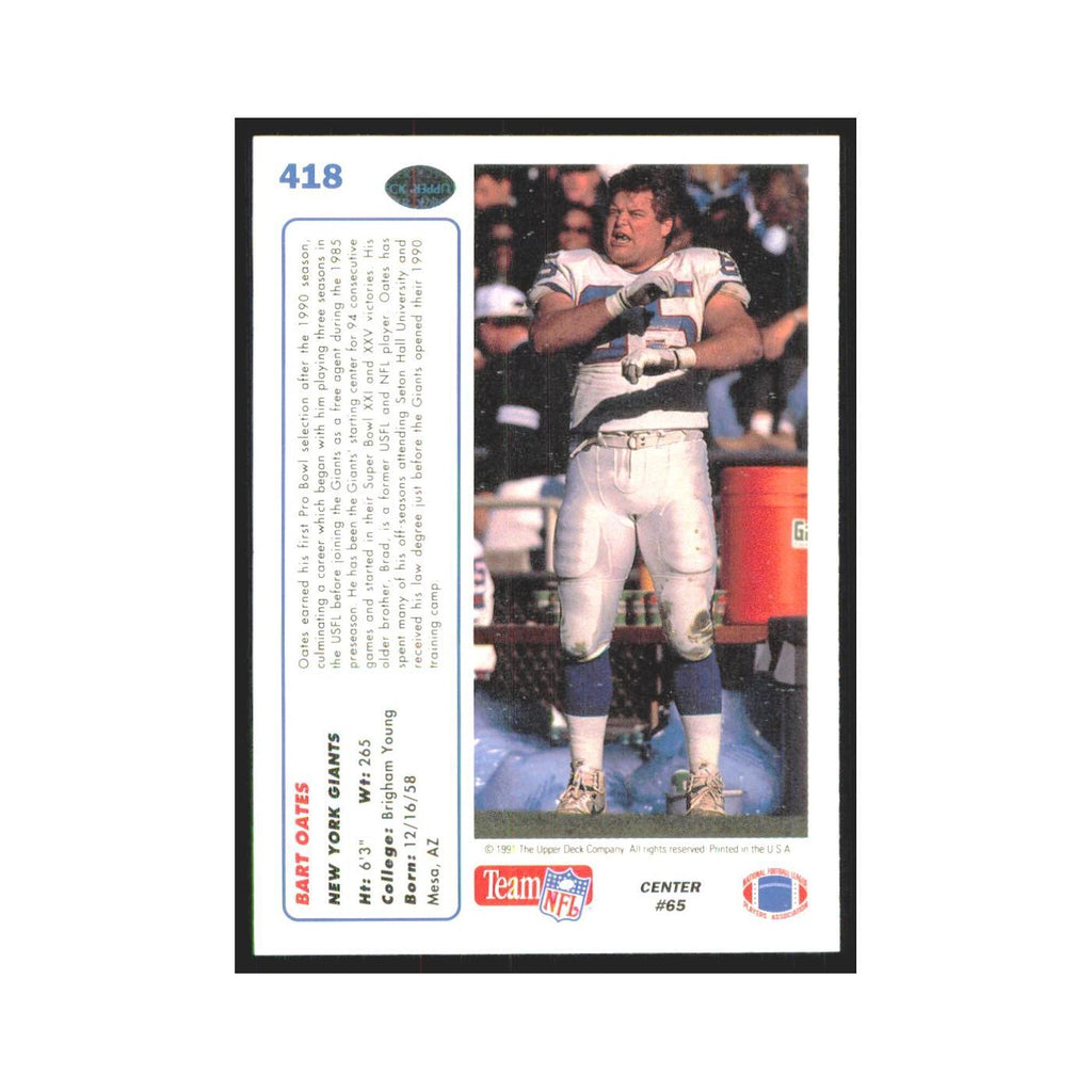 1991 Upper Deck Bart Oates Giants #418