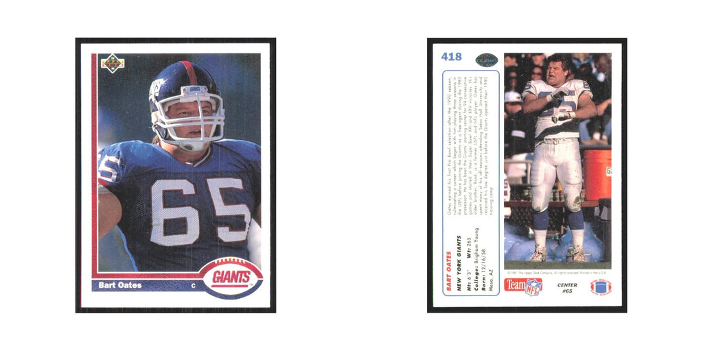 1991 Upper Deck Bart Oates Giants #418