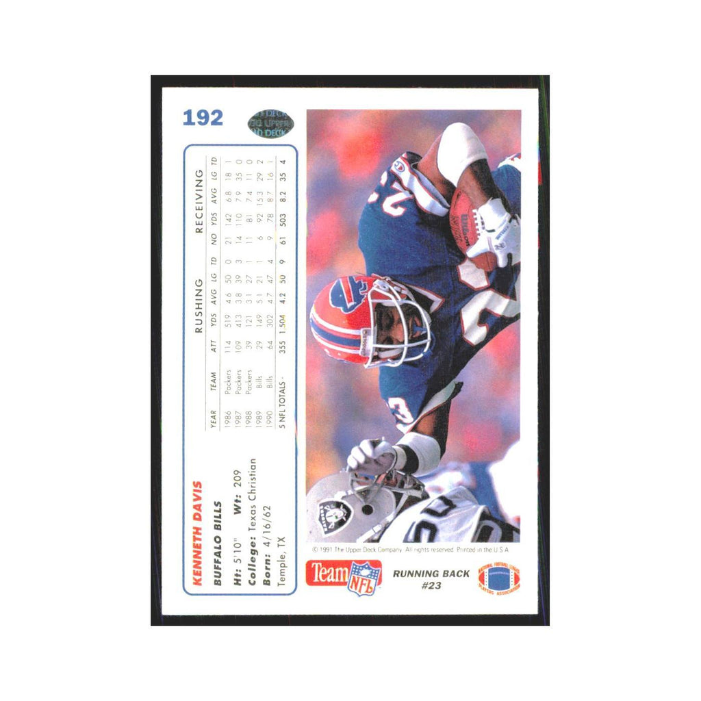 1991 Upper Deck Kenneth Davis Bills #192