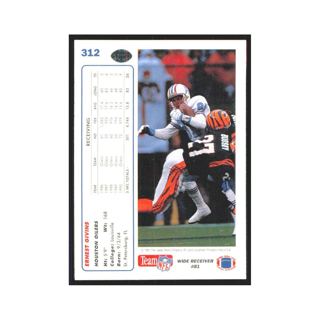 1991 Upper Deck Ernest Givins Houston Oilers #312