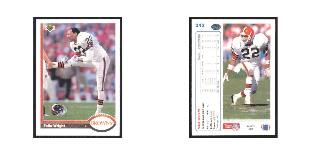 1991 Upper Deck Felix Wright Browns #243