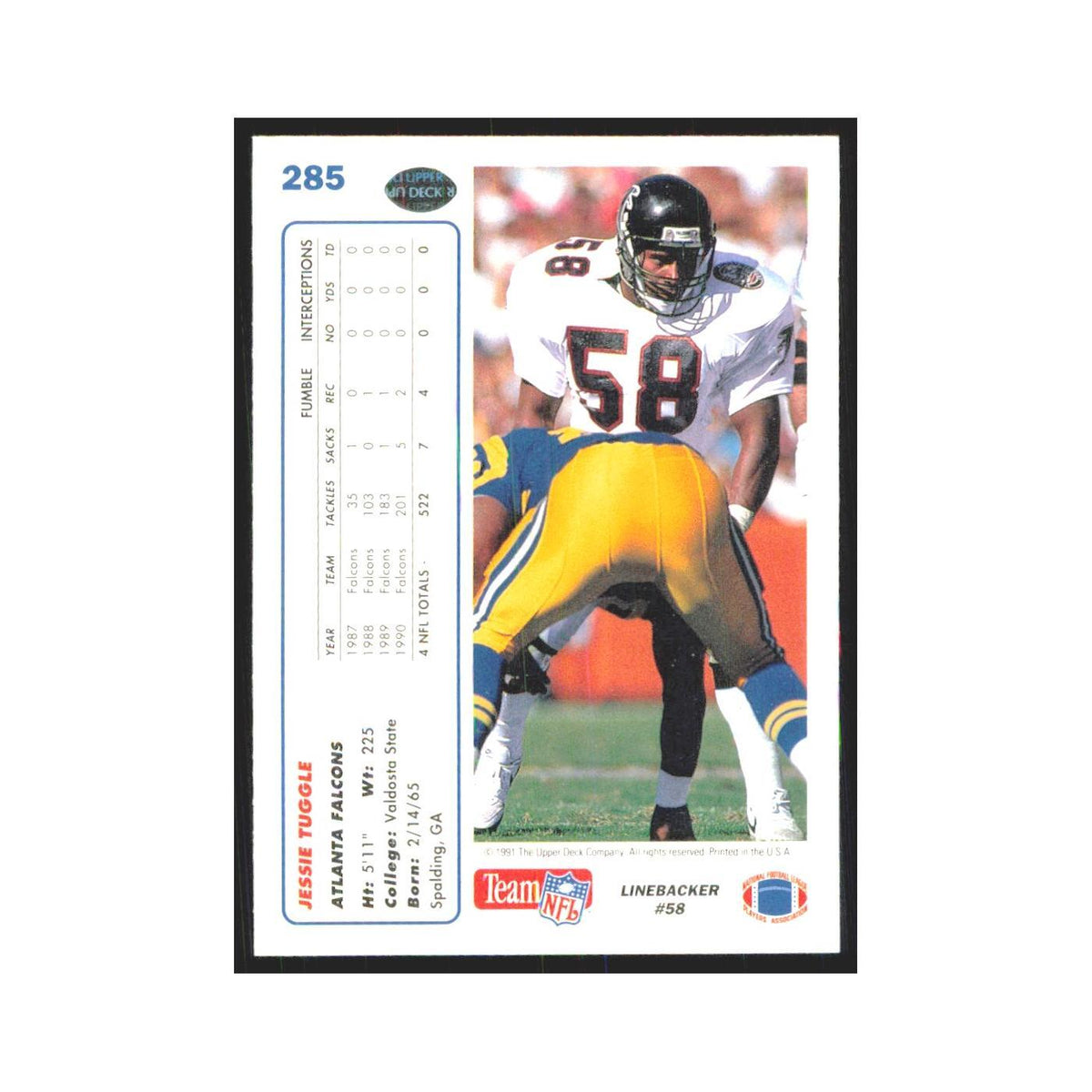 1991 Upper Deck Jessie Tuggle Falcons #285