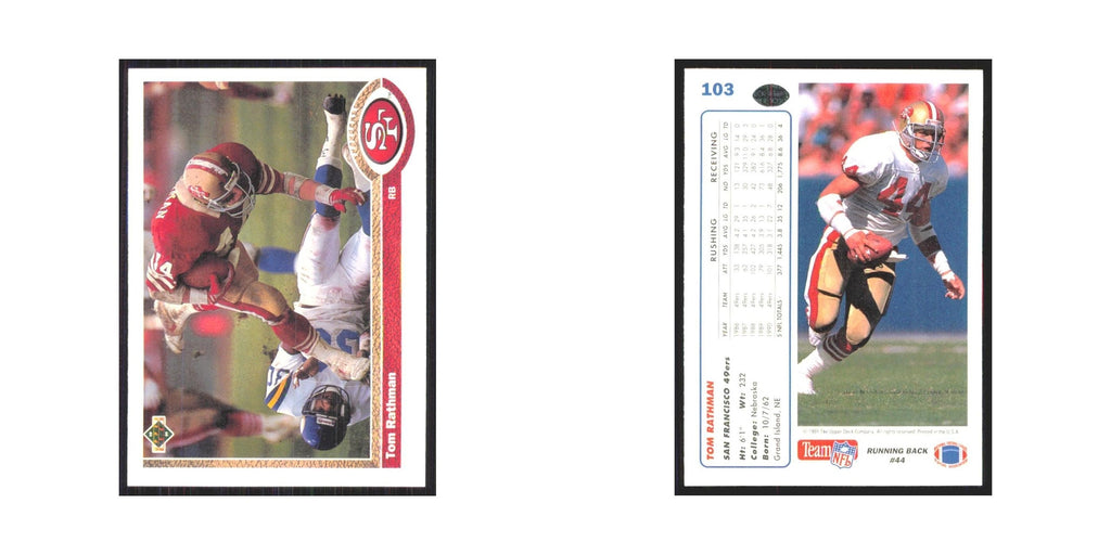 1991 Upper Deck Tom Rathman 49ers #103