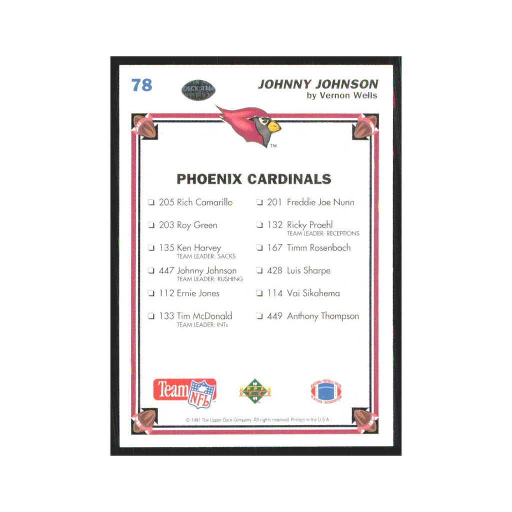 1991 Upper Deck Johnny Johnson Phoenix Cardinals #78