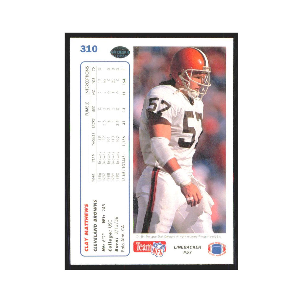 1991 Upper Deck Clay Matthews Browns #310