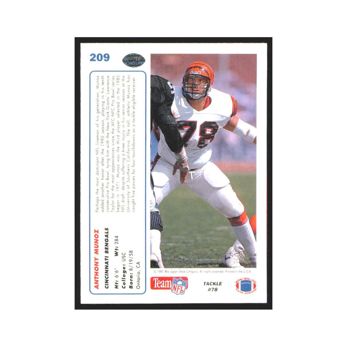 1991 Upper Deck Anthony Munoz Bengals #209