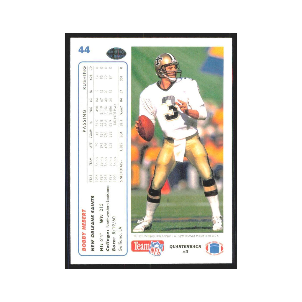 1991 Upper Deck Bobby Hebert Saints #44