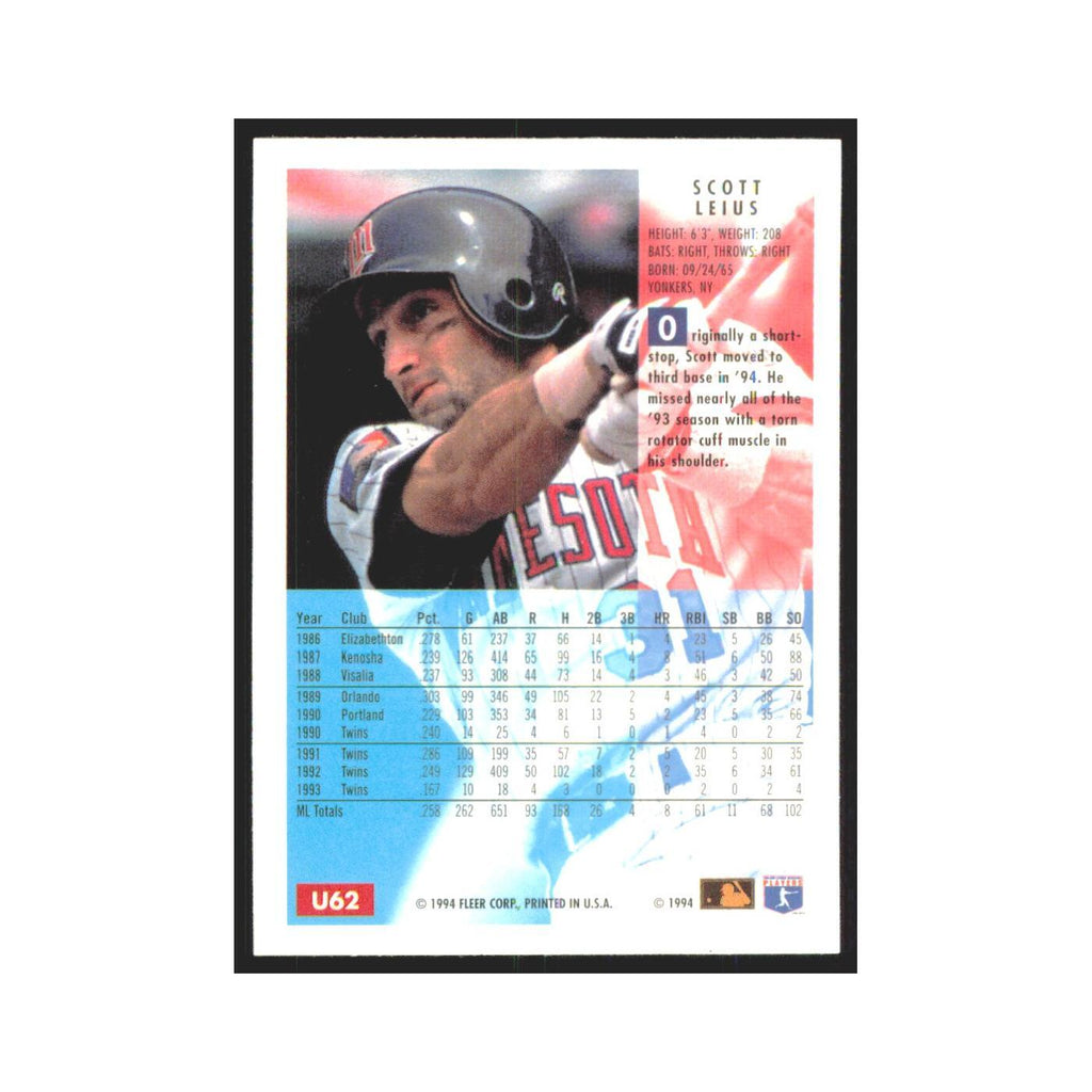 Scott Leius 1994 Fleer Update #U62 Minnesota Twins Baseball Card NM