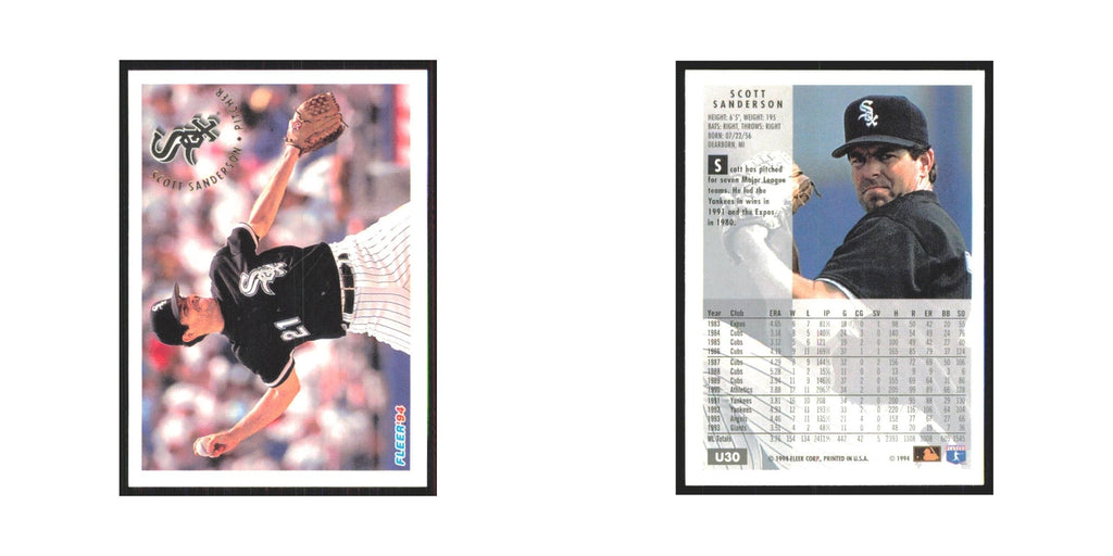 Scott Sanderson 1994 Fleer Update #U30 Chicago White Sox Baseball Card NM
