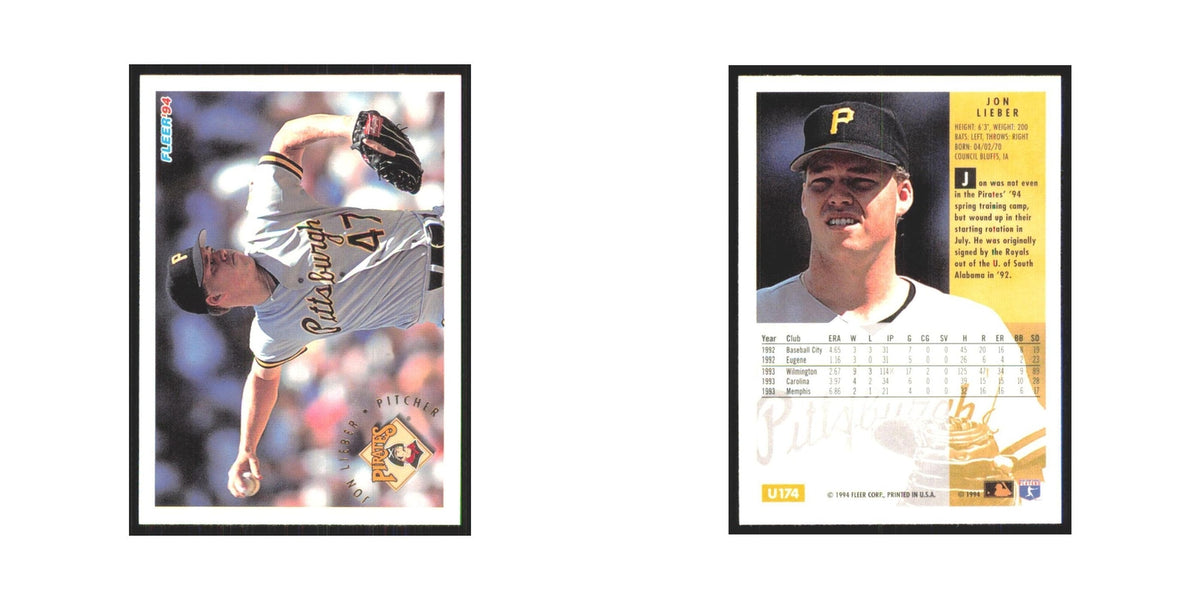 Jon Lieber 1994 Fleer Update #U174 Pittsburgh Pirates Baseball Card NM