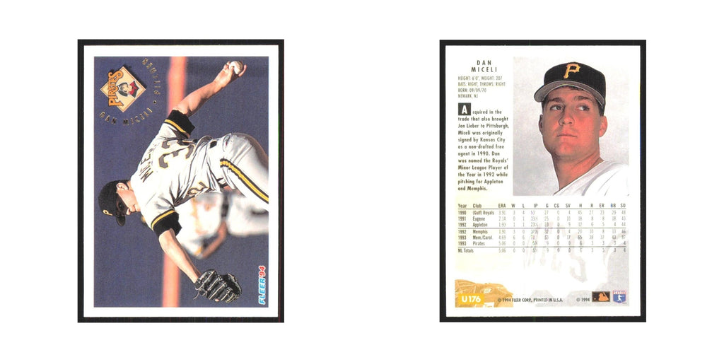 Dan Miceli 1994 Fleer Update #U176 Pittsburgh Pirates Baseball Card NM