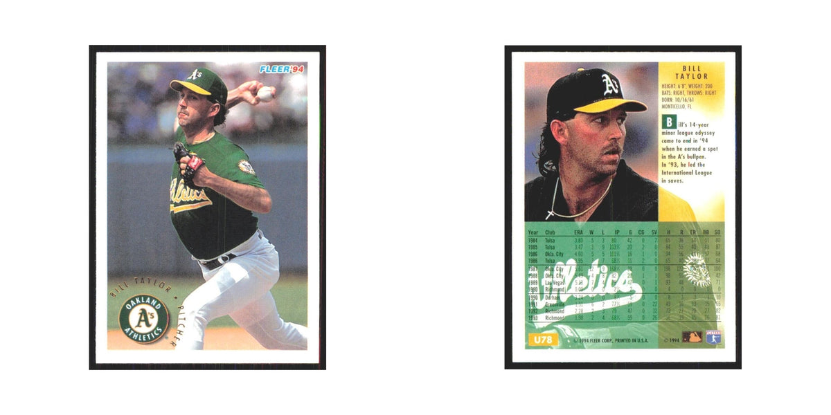 Bill Taylor Rookie 1994 Fleer Update #U78 Oakland Athletics Baseball Card NM