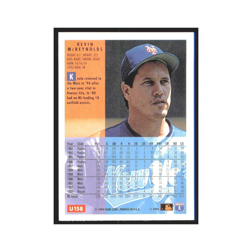 Kevin McReynolds 1994 Fleer Update #U158 New York Mets Baseball Card NM