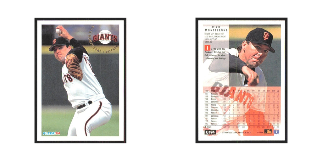 Rich Monteleone 1994 Fleer Update #U194 San Francisco Giants Baseball Card NM