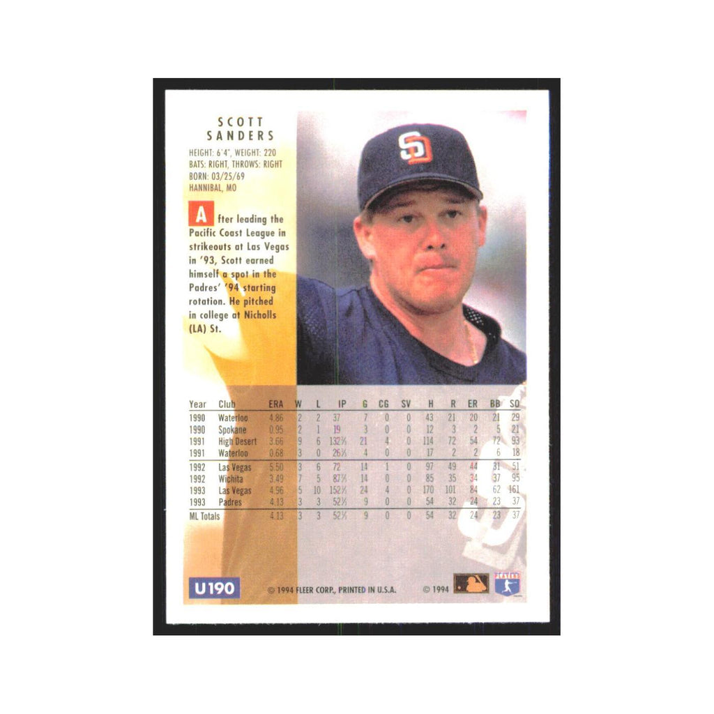 Scott Sanders 1994 Fleer Update #U190 San Diego Padres Baseball Card NM