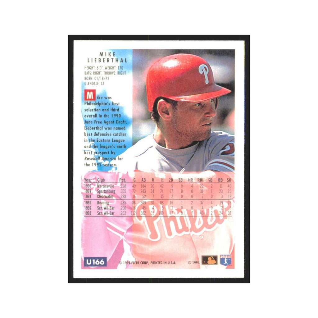 Mike Lieberthal 1994 Fleer Update #U166 Philadelphia Phillies Baseball Card NM